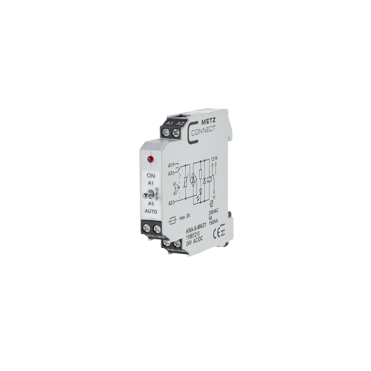 Koppelbaustein elektromechanisch / KRA-S-M6/21, 1 Wechsler, 24 V AC/DC, 6 A