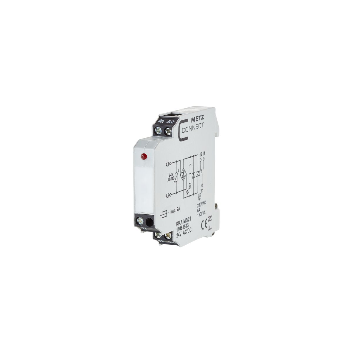 Koppelbaustein elektromechanisch / KRA-M6/21, 1 Wechsler, 24 V AC/DC, 6 A