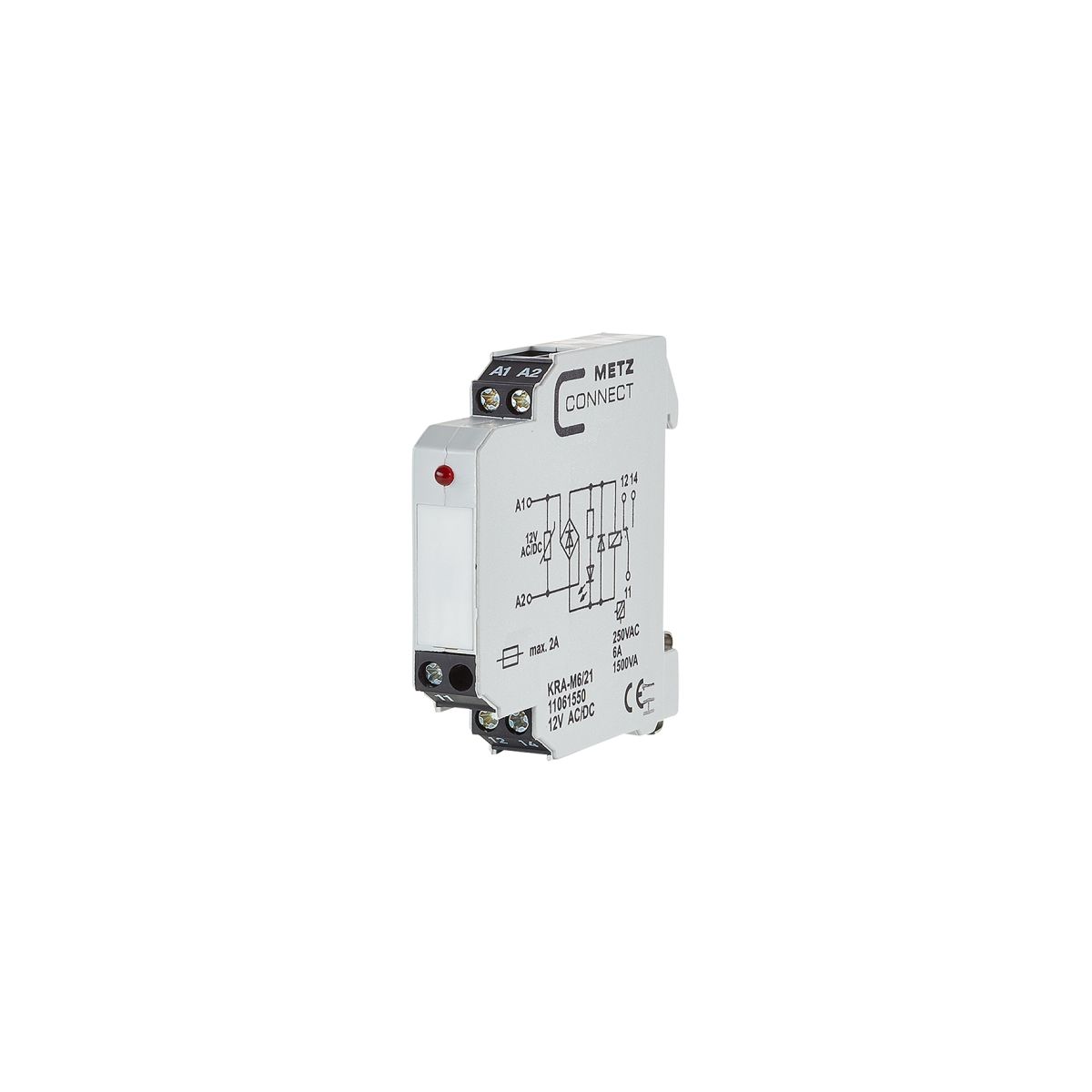 Koppelbaustein elektromechanisch / KRA-M6/21, 1 Wechsler, 12 V AC/DC, 6 A
