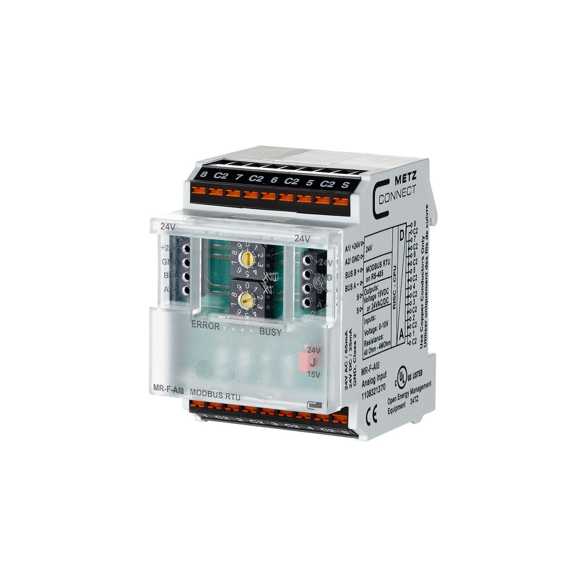 Modbus RTU Modul MR-F-AI8, 8 analoge Eingänge, 20 V bis 28 V AC/DC