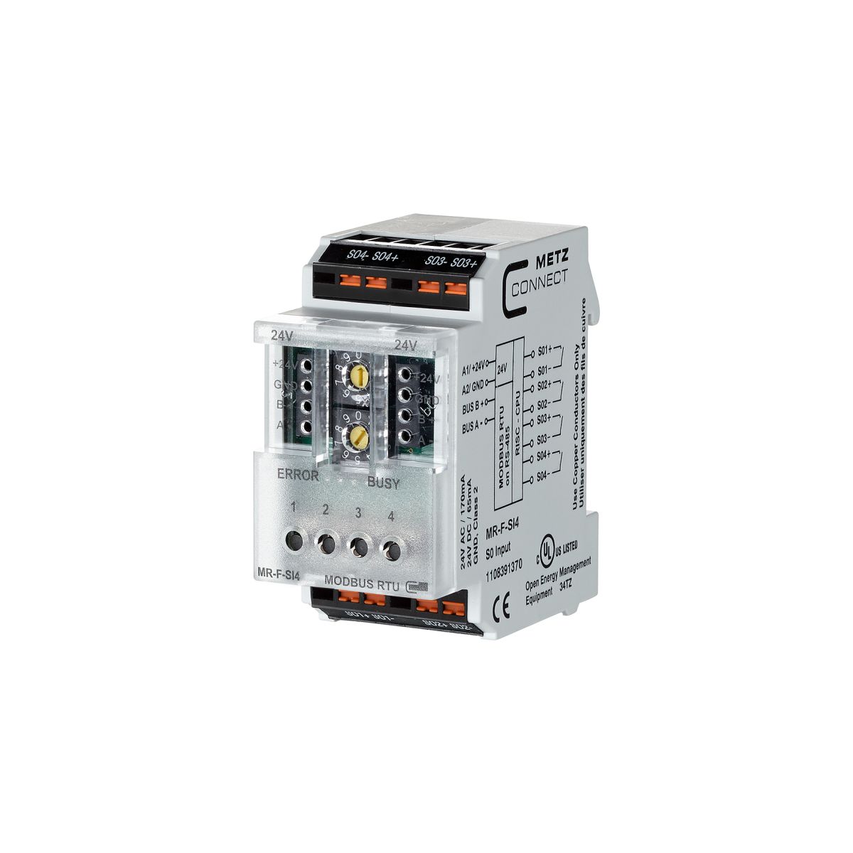 Modbus RTU Modul MR-SI4 mit 4 S0-Eingängen
