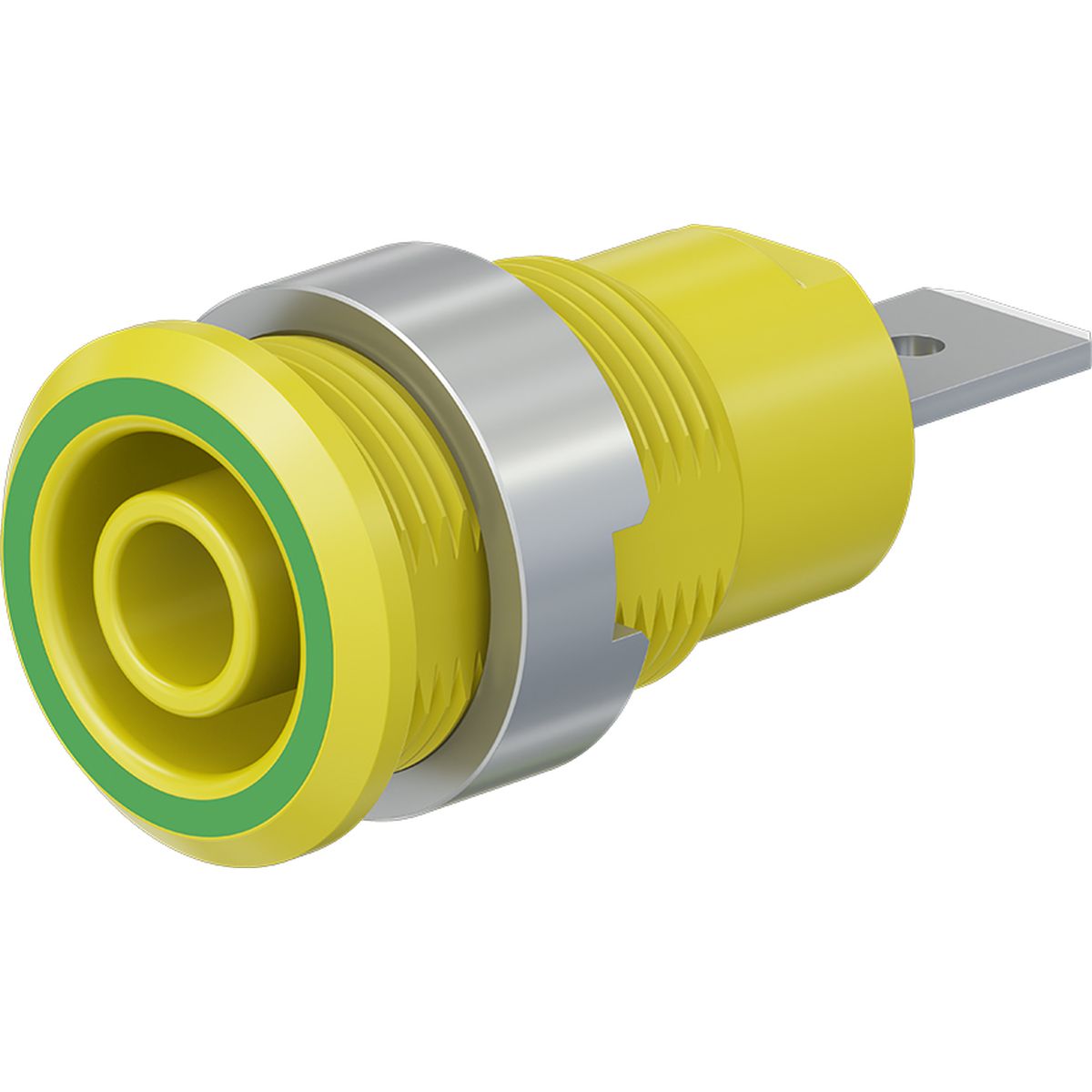 Einbaubuchse 4 mm CAT III 1000V 32A gelb-grün