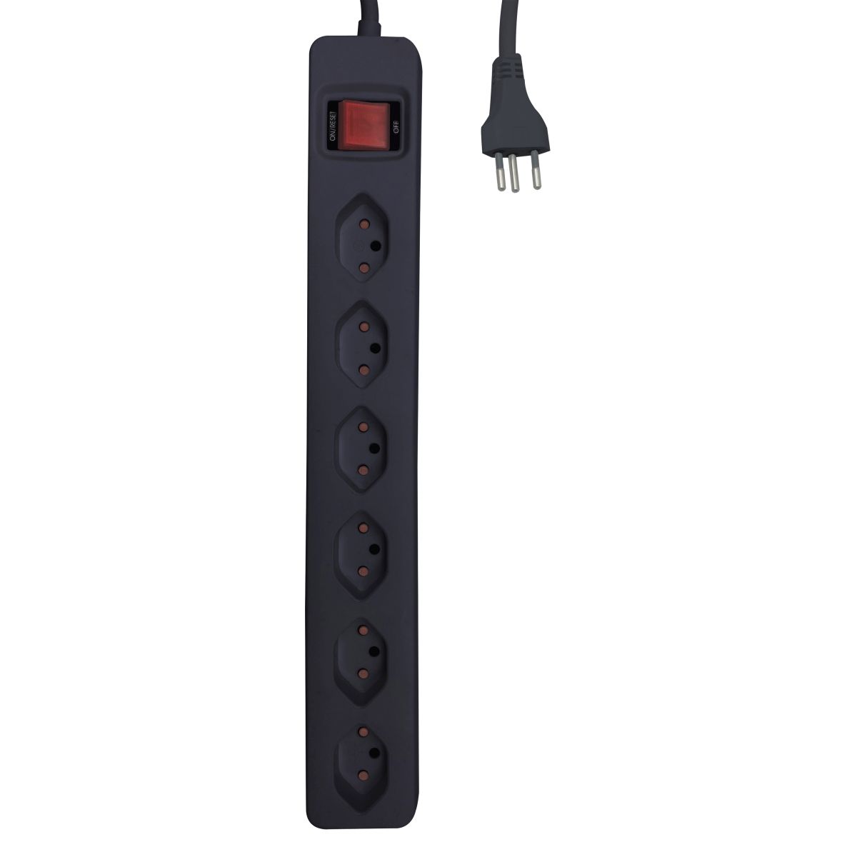 Presa multipla 6xT13 orizzontale nera, 3 m