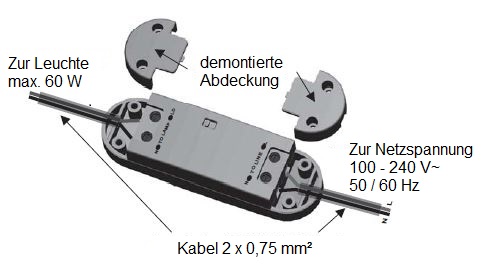 Universal-LED-Schnur-Zwischendimmer 100 - 240 V, 50 Hz/60 Hz, Schwarz – Bild 3