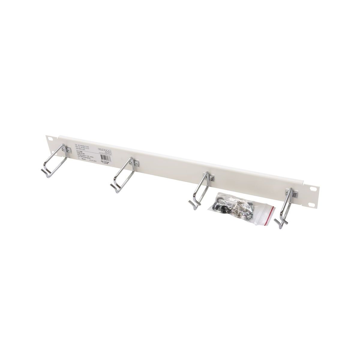 Pannello di manovra, 1U, bianco, 4 anelli di manovra 35x68 mm, incl. set di montaggio