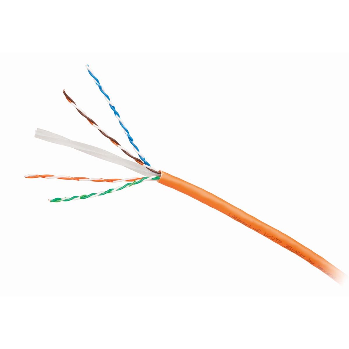 Installationskabel LANmark Cat.6, U/UTP, 350 MHz, orange, AWG23, LS0H, Bobine 500 m, Eca