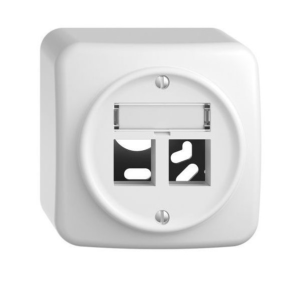 Dose Cat6<sub>A</sub>, AP, STANDARDdue, 1 x RJ45/s, weiss, Beschriftungsfenster
