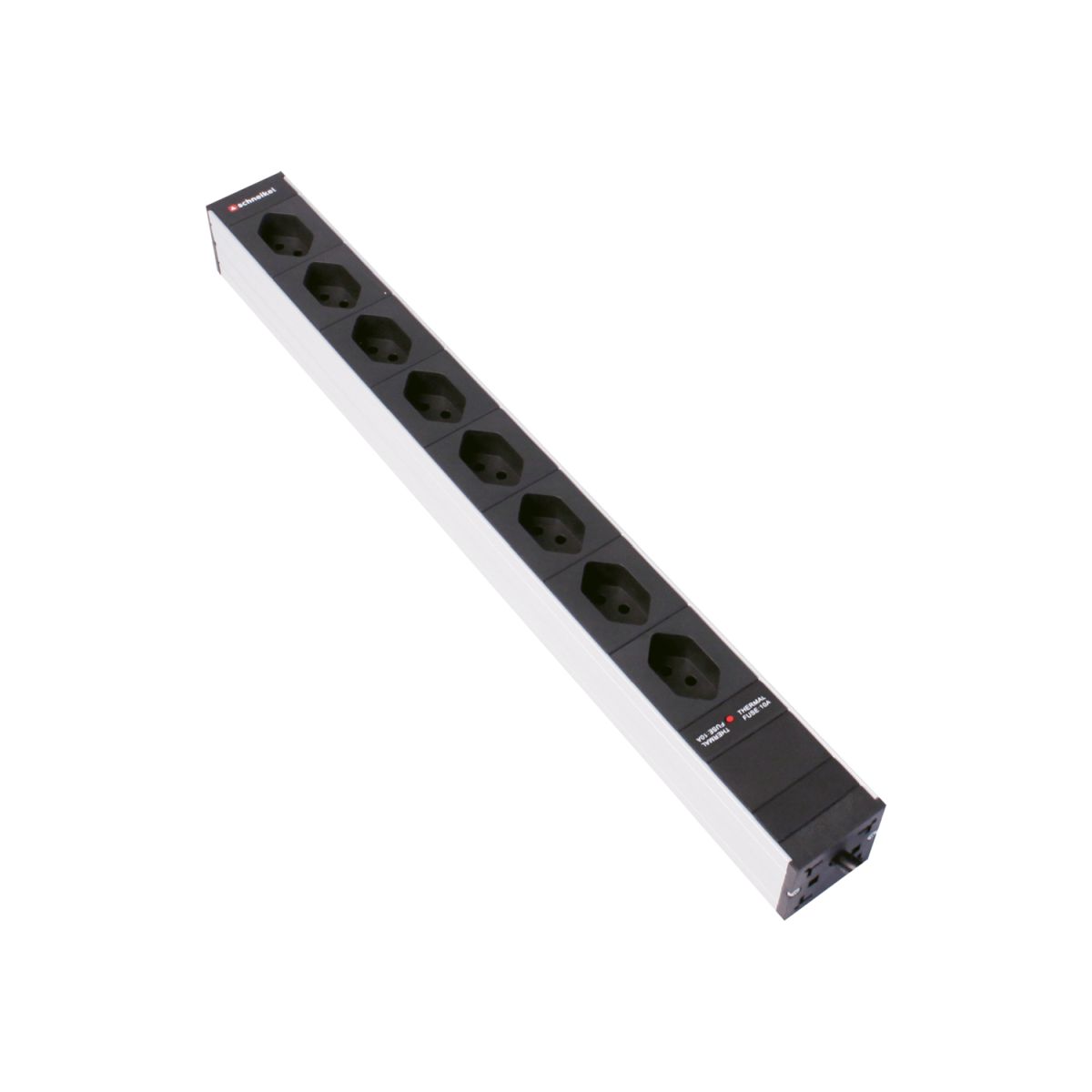 Socket strip 19" black, 8xT13, 3 x 1.0qmm/L=3m, 250V / 10A, plug T12