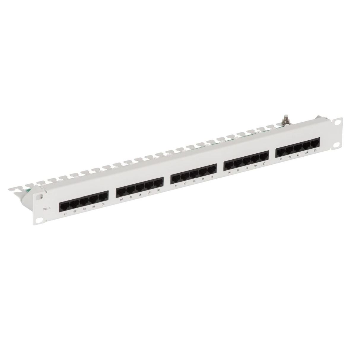 Pannello vocale IT Plus 25 porte, 19" 1U, UTP, 25xRJ45/u, grigio chiaro RAL7035