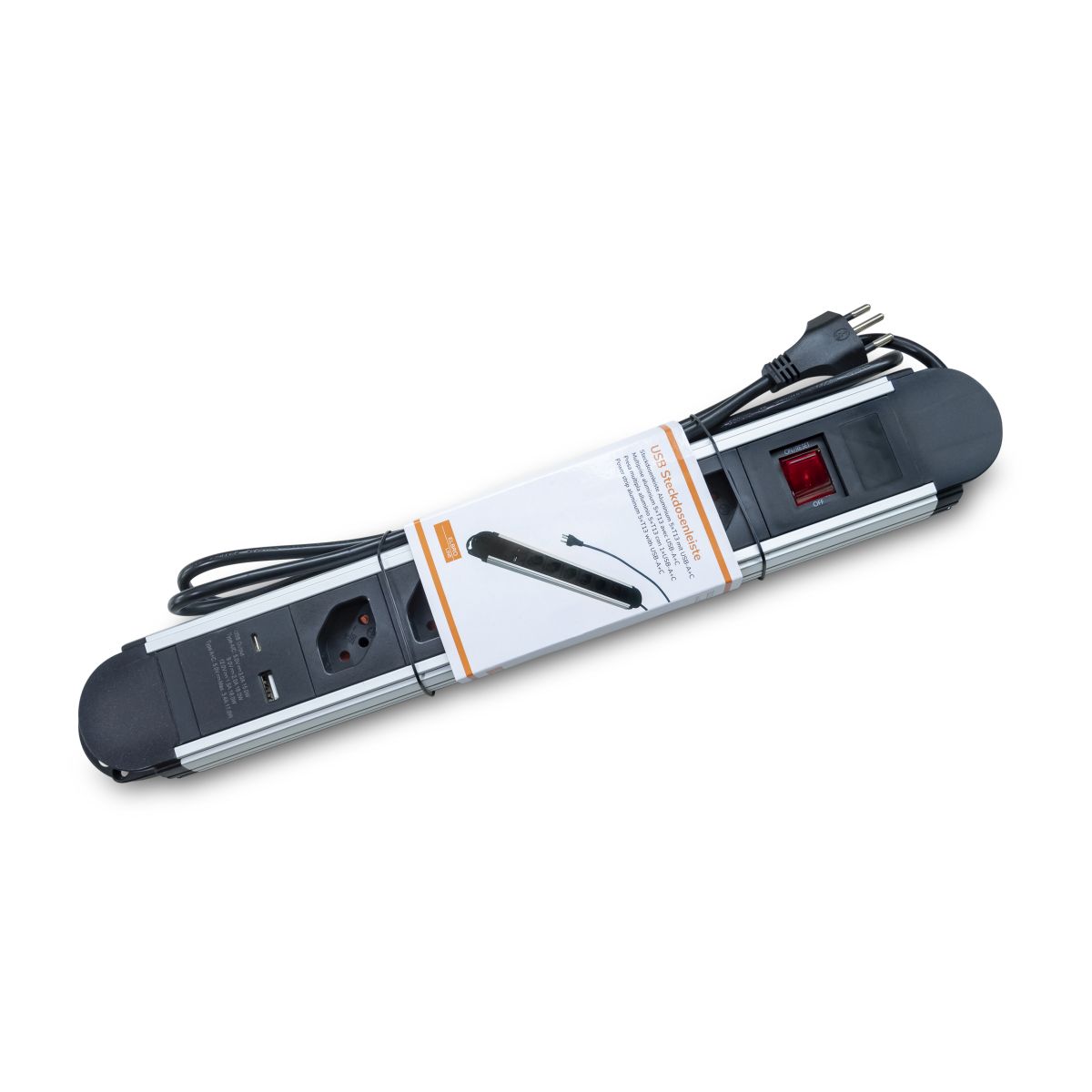 Presa multipla in alluminio 5×T13 3×1 mm² 1,5 m con 1×USB-C 1×USB-A – Immagine 4