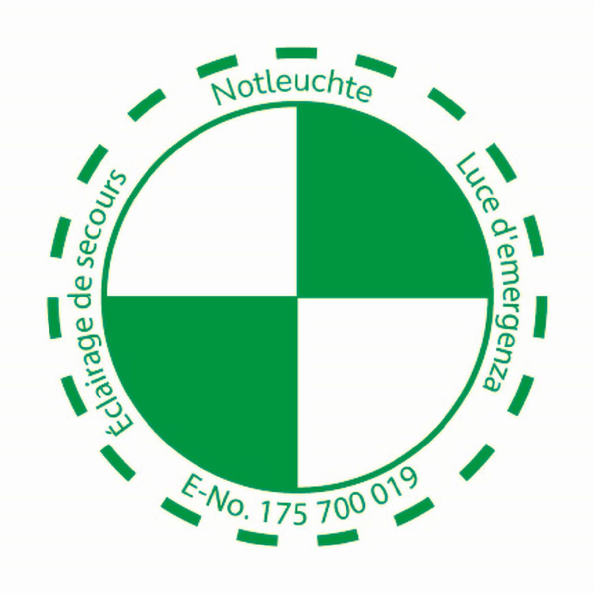 Aufkleber "Notlicht-Symbol", wetterfest, Ø 30 mm, grün, Pack à 10 Stück