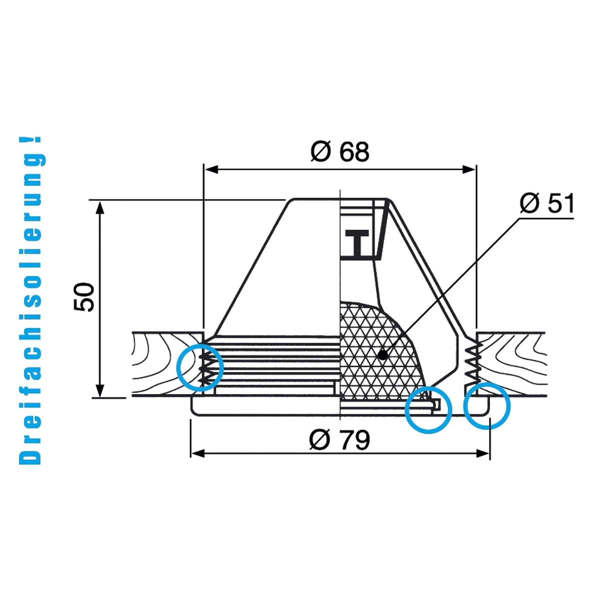 Silikon-Einbauspotgehäuse max. 35 W 230 V GU10 Ø68 mm grau – Bild 2