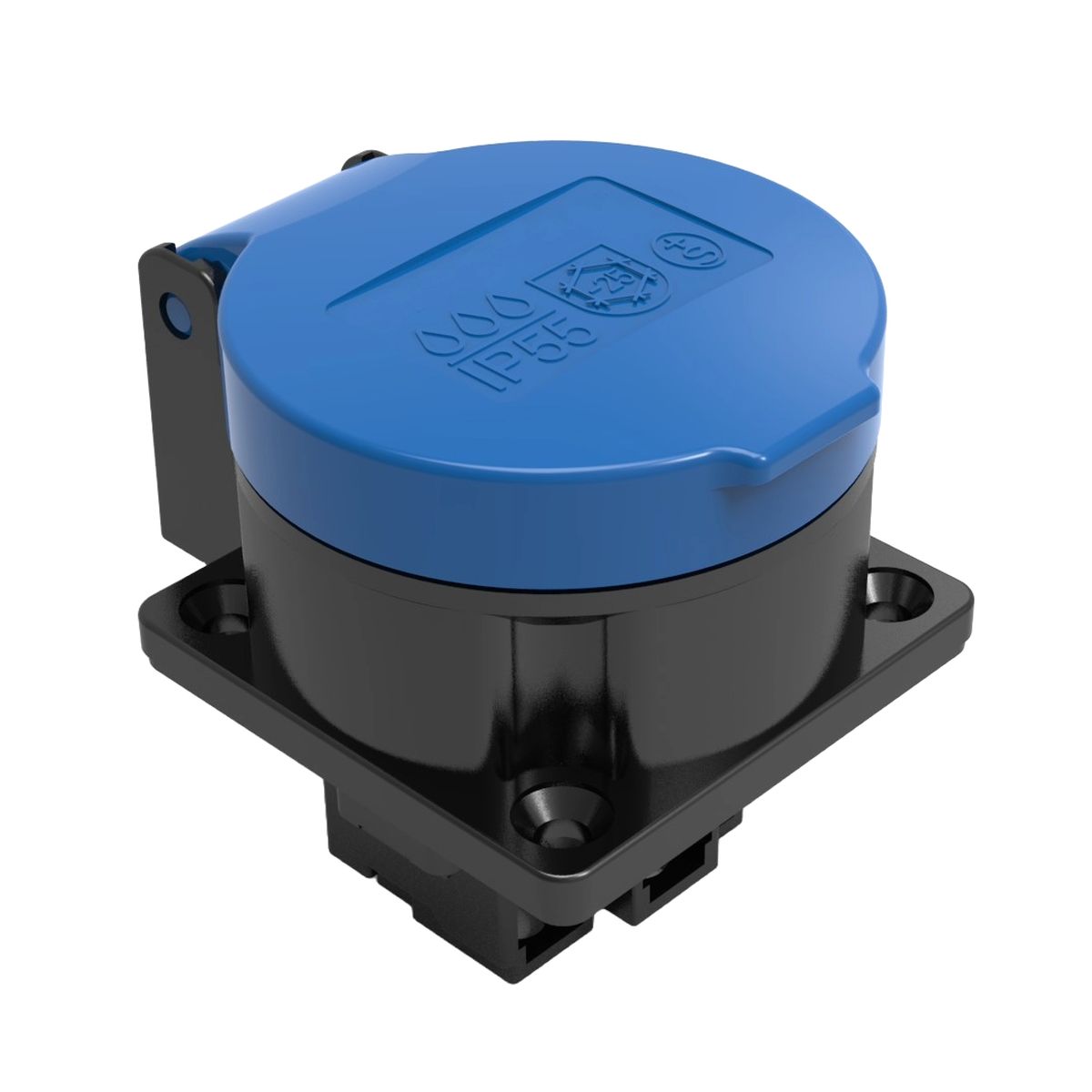 EB socket T13 IP55 10 A 230 VAC IK08 black/blue S+, fixed seal – Image 2
