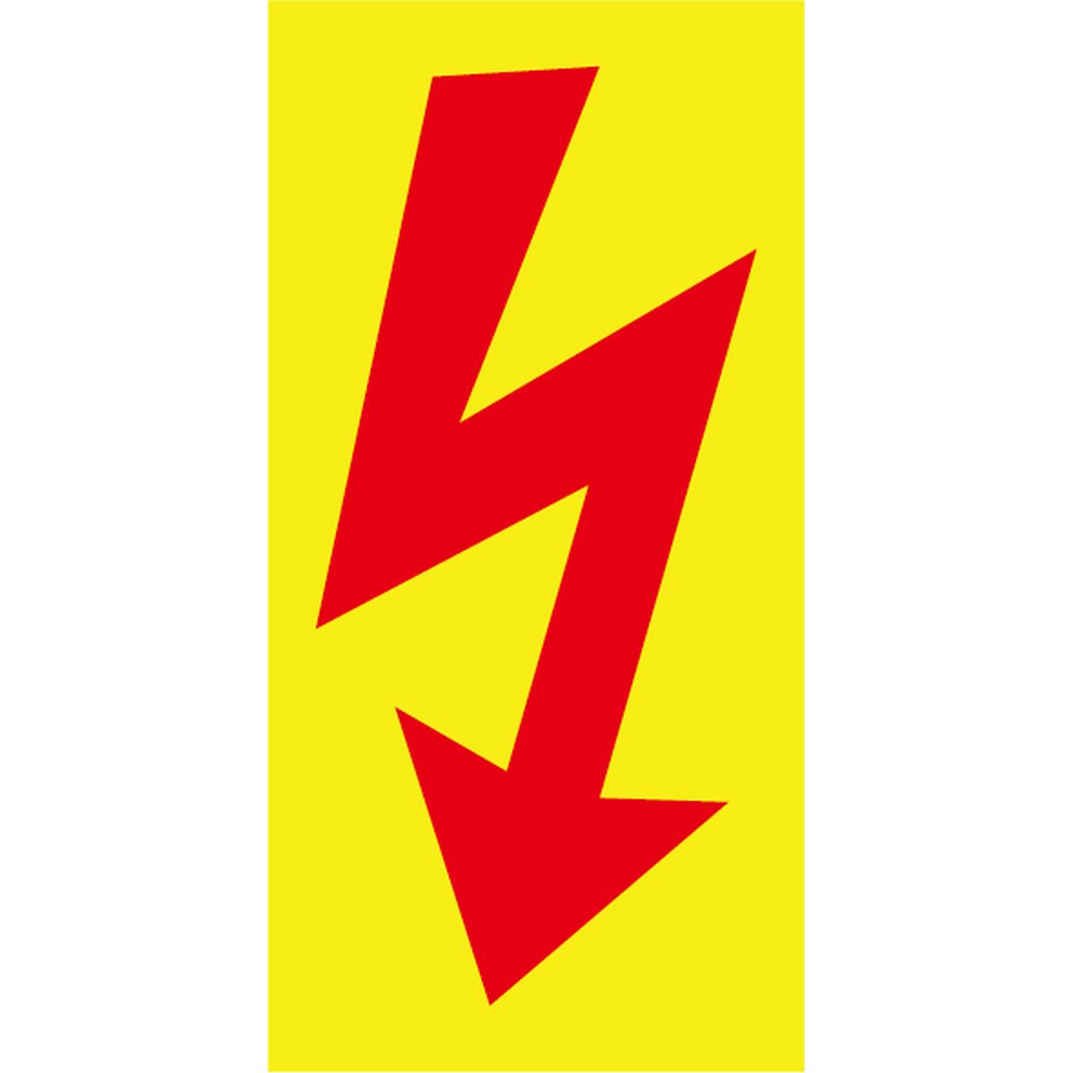 Warnschild/Aufkleber "Blitz", gelb, Abmessung 26 x 52 mm