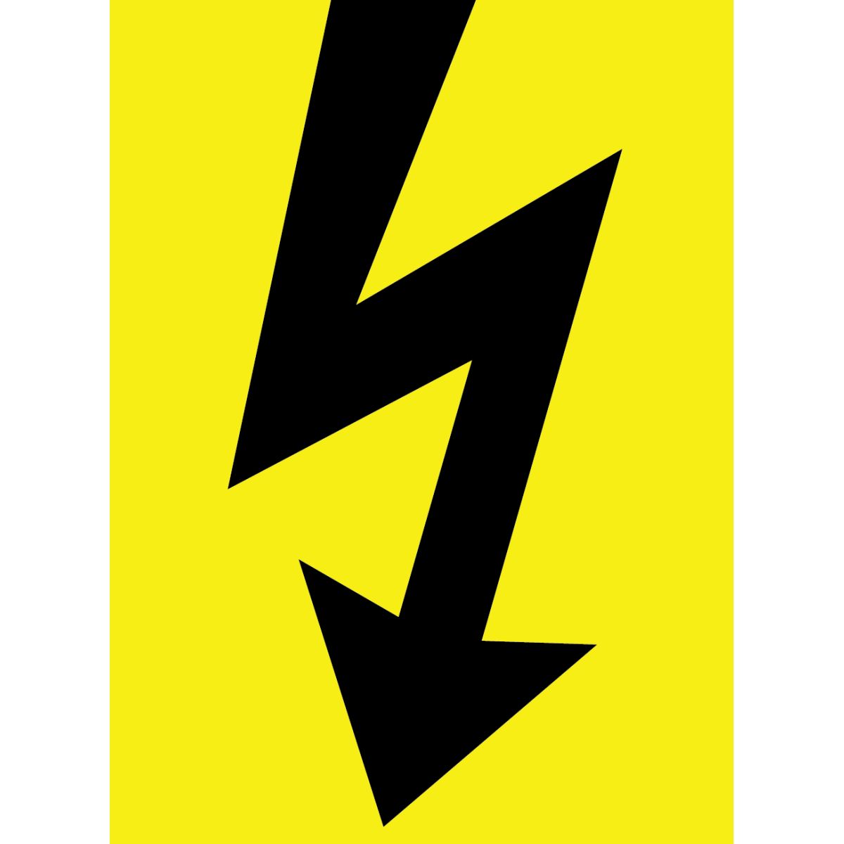Warnschild/Aufkleber "Blitz", gelb, Abmessung 60 x 80 mm