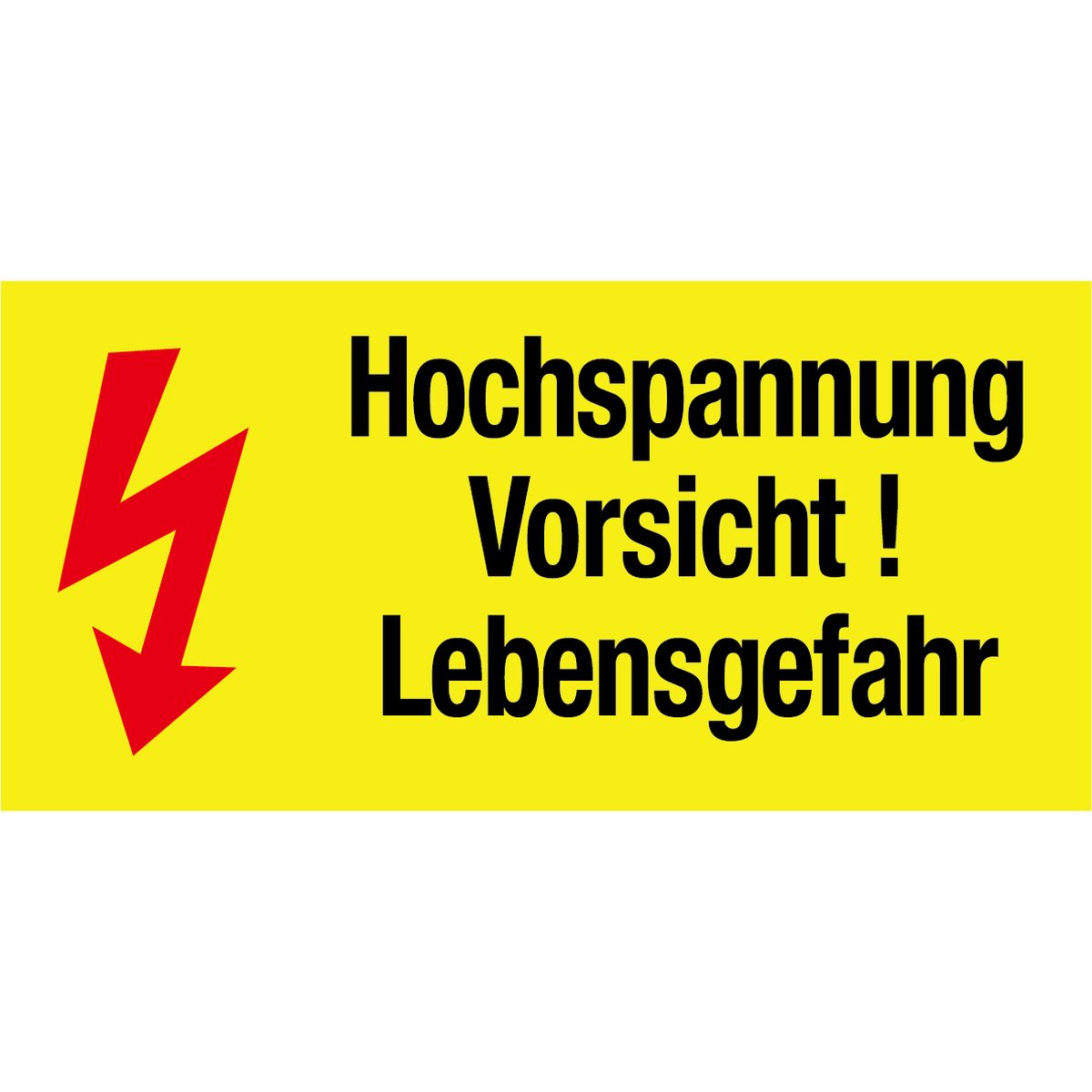 Warnschild/Aufkleber "Hochspannung", gelb, Abmessung 105 x 51 mm