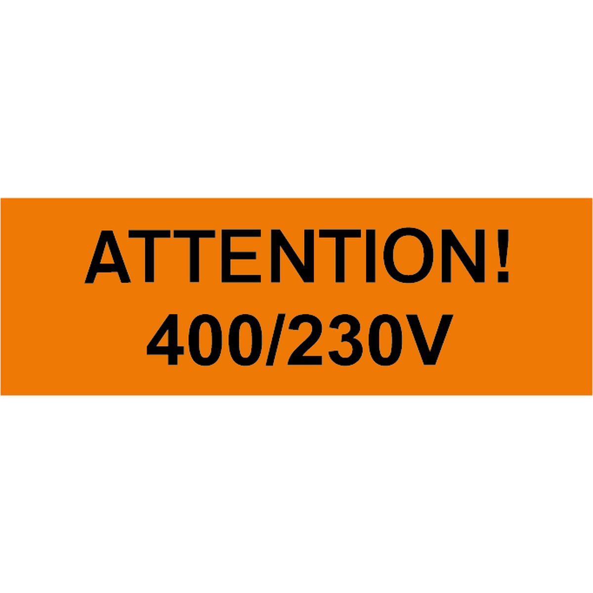 Warnschild/Aufkleber "ATTENTION 400/230V", rot, Abmessung 60 x 20 mm