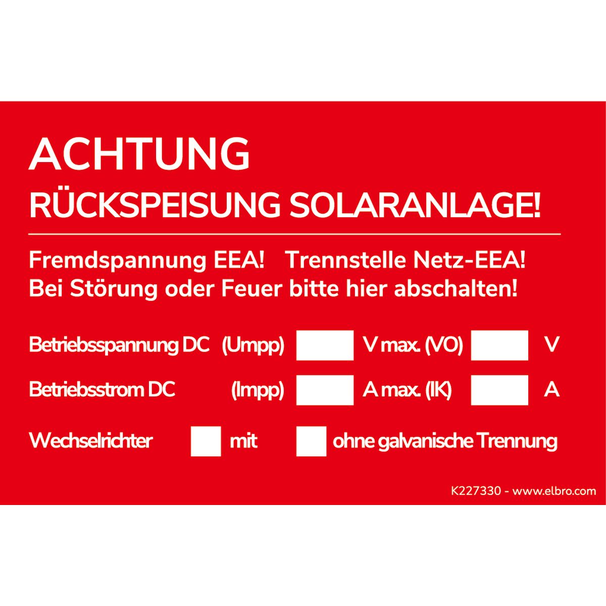 Warnaufkleber Solaranlage, wetterfest, Set zu 77 Stück, 7 Varianten – Bild 8