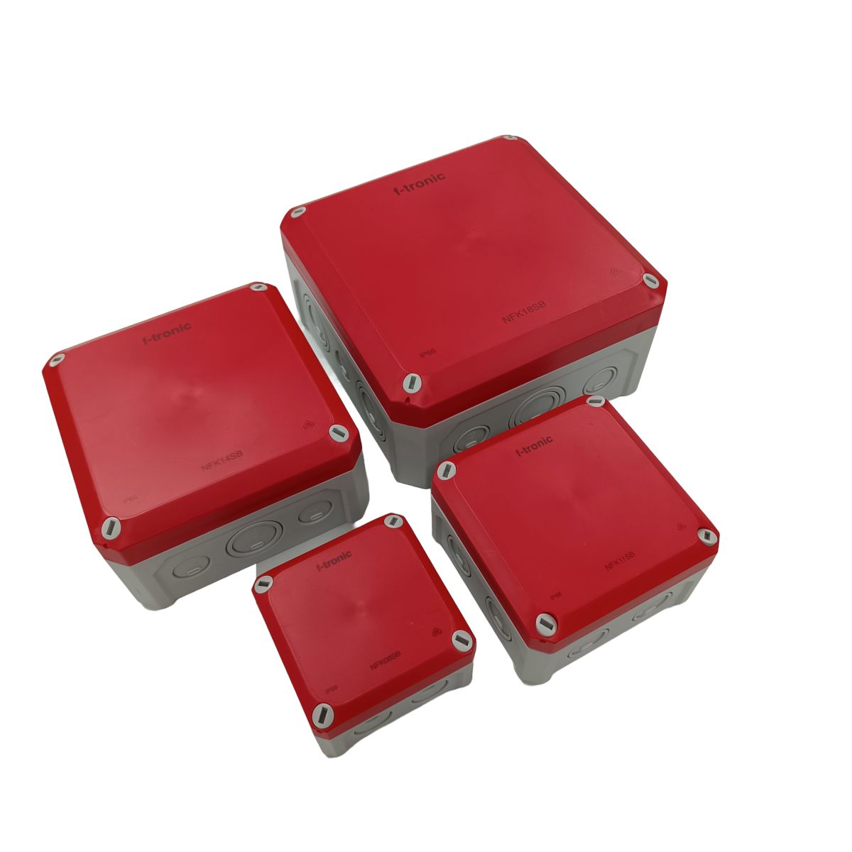 Abzweigkasten IP66, für Sicherheitsbeleuchtung, 85 x 85 x 54 mm, grau/rot – Bild 2