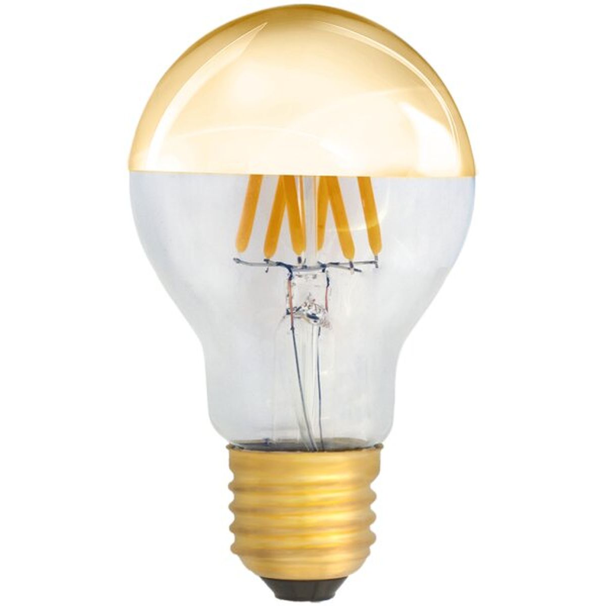 Ampoule LED ELBRO E27, A60, 6 W, 230 V, 2700 K, 600 lm, transparente, revêtement doré réfléchissant