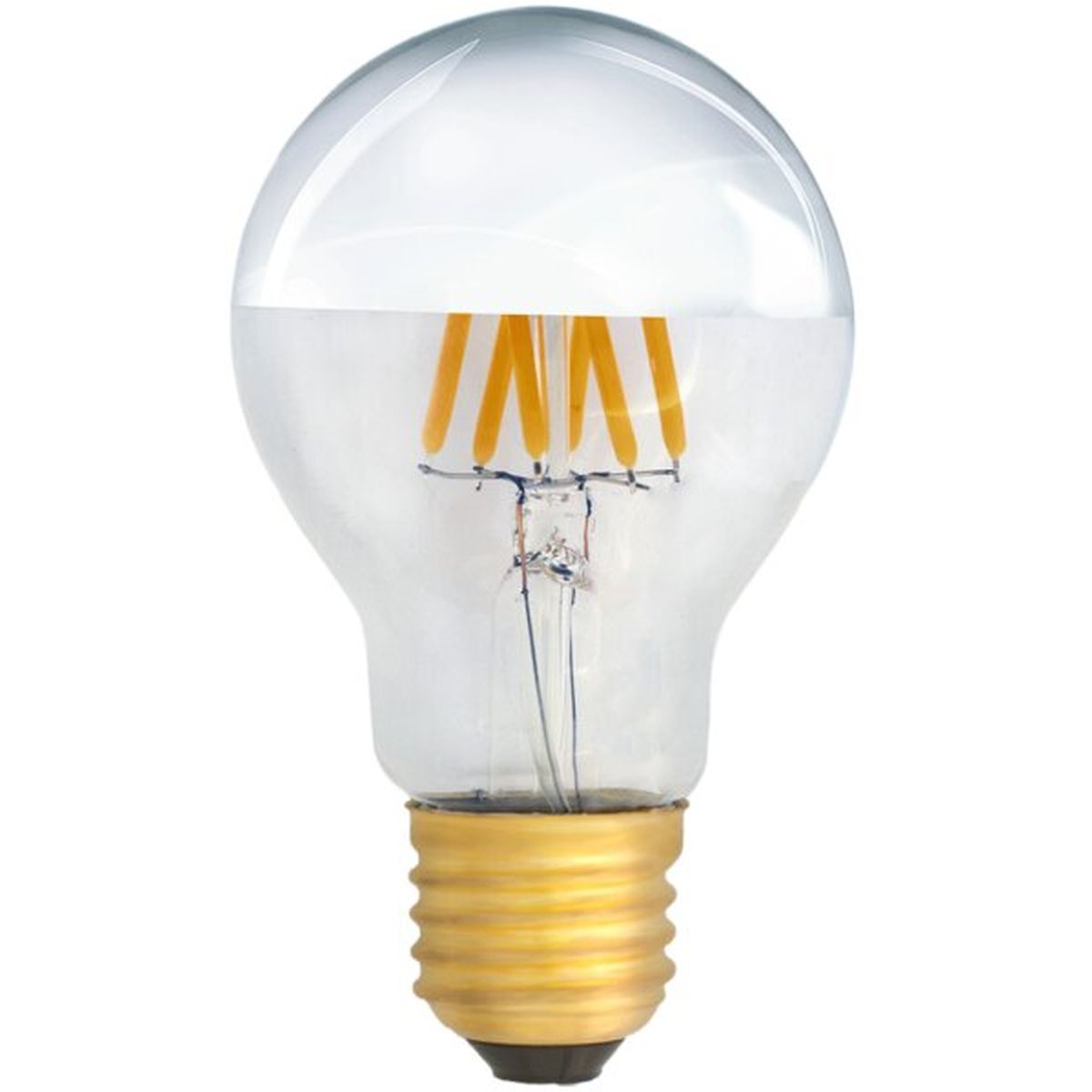 Ampoule LED ELBRO E27, A60, 6 W, 230 V, 2700 K, 600 lm, transparente, revêtement argenté réfléchissant